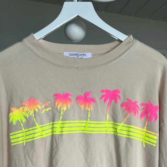 NWT FREE PEOPLE- California Palm Tree Long Sleeve Creme Top - Picture 2 of 7